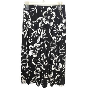 California Krush Midi Hawaiian Floral Tropical Skirt elastic waist womans small